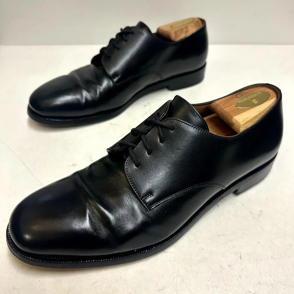 VERY GOOD Polo Ralph Lauren Plain Toe Derby Black Calf Made in Italy 10 D